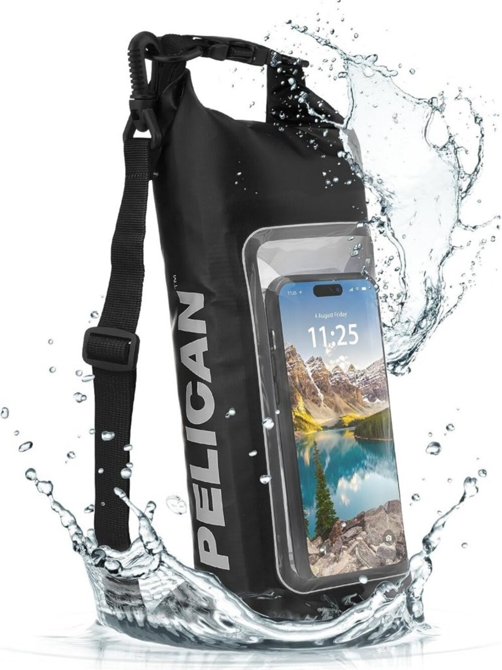 Waterproof Dry Bag 2L with Phone Pouch - IP68 Rated, Lightweight & Durable Black